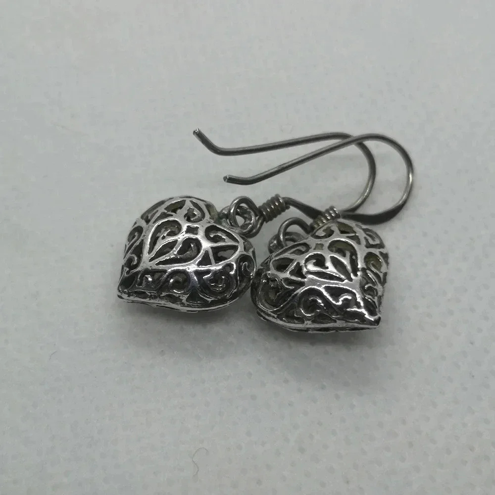 925 filigree heart  earrings